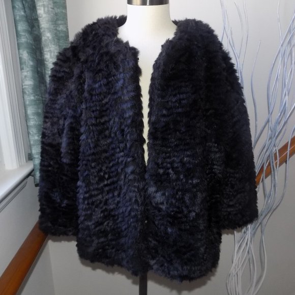 Black Full Faux Fur Ladies Jacket Coat Size Medium - Picture 3 of 5